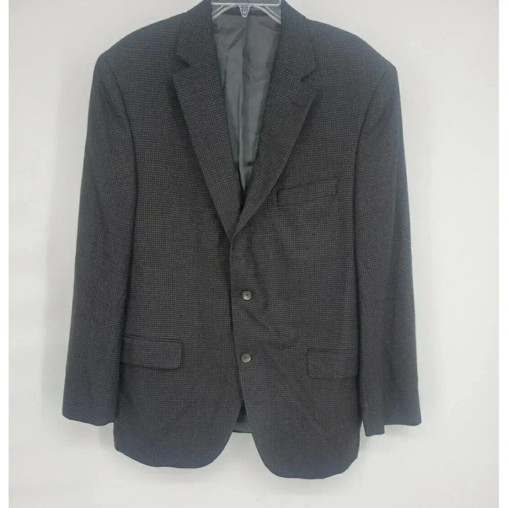 Daniel Cremieux Blazer Sport Coat Suit Jacket Loro Piana 43R Black Gray Dot